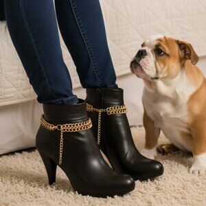 NEW Women Gold Metal Chain Double Strand 2 Boot Bracelets Shoe Charm Anklet SET